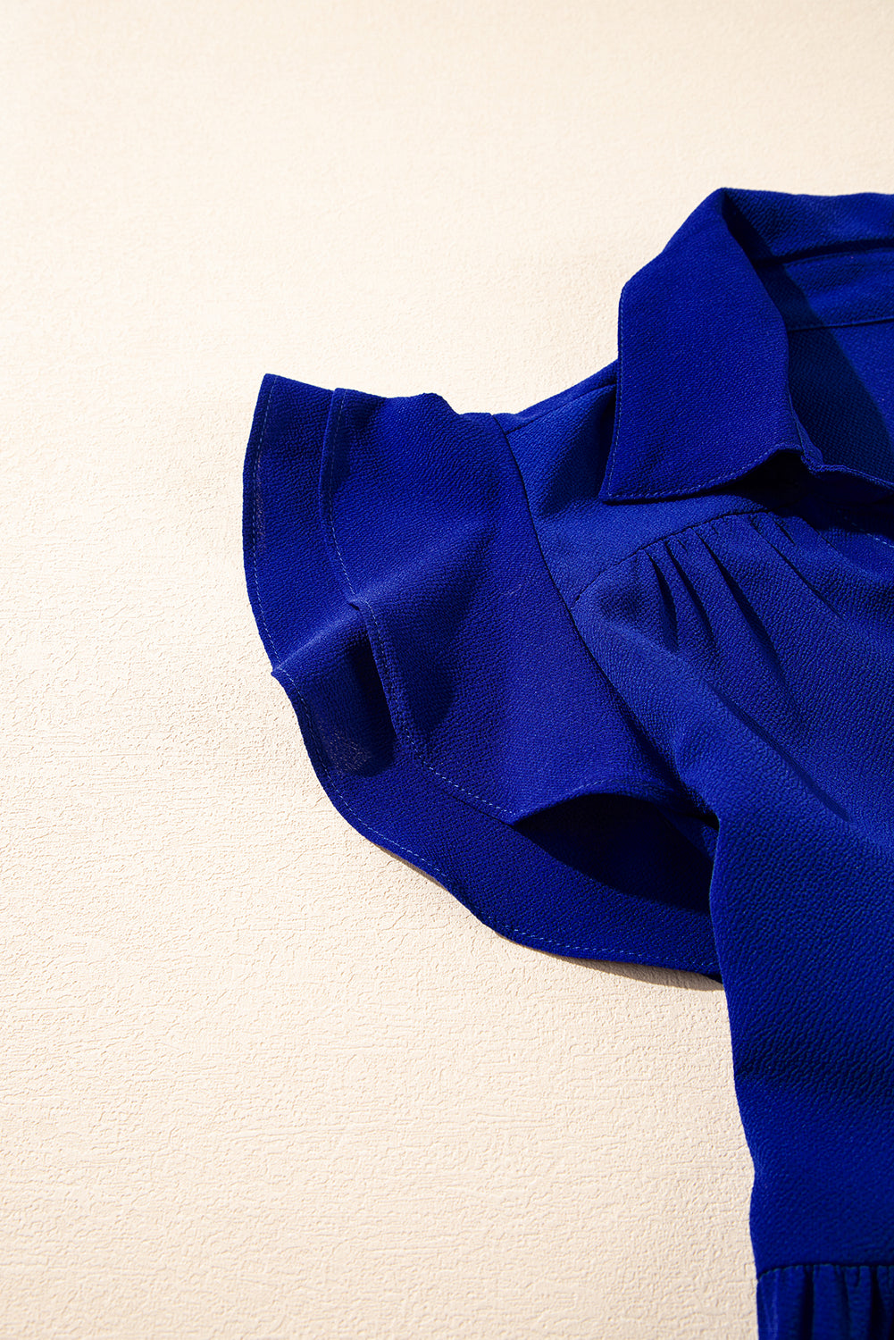 Bluing Ruffled Short Sleeve Collared V Neck Tiered Midi Dress Midi Dresses JT's Designer Fashion