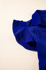 Bluing Ruffled Short Sleeve Collared V Neck Tiered Midi Dress Midi Dresses JT's Designer Fashion