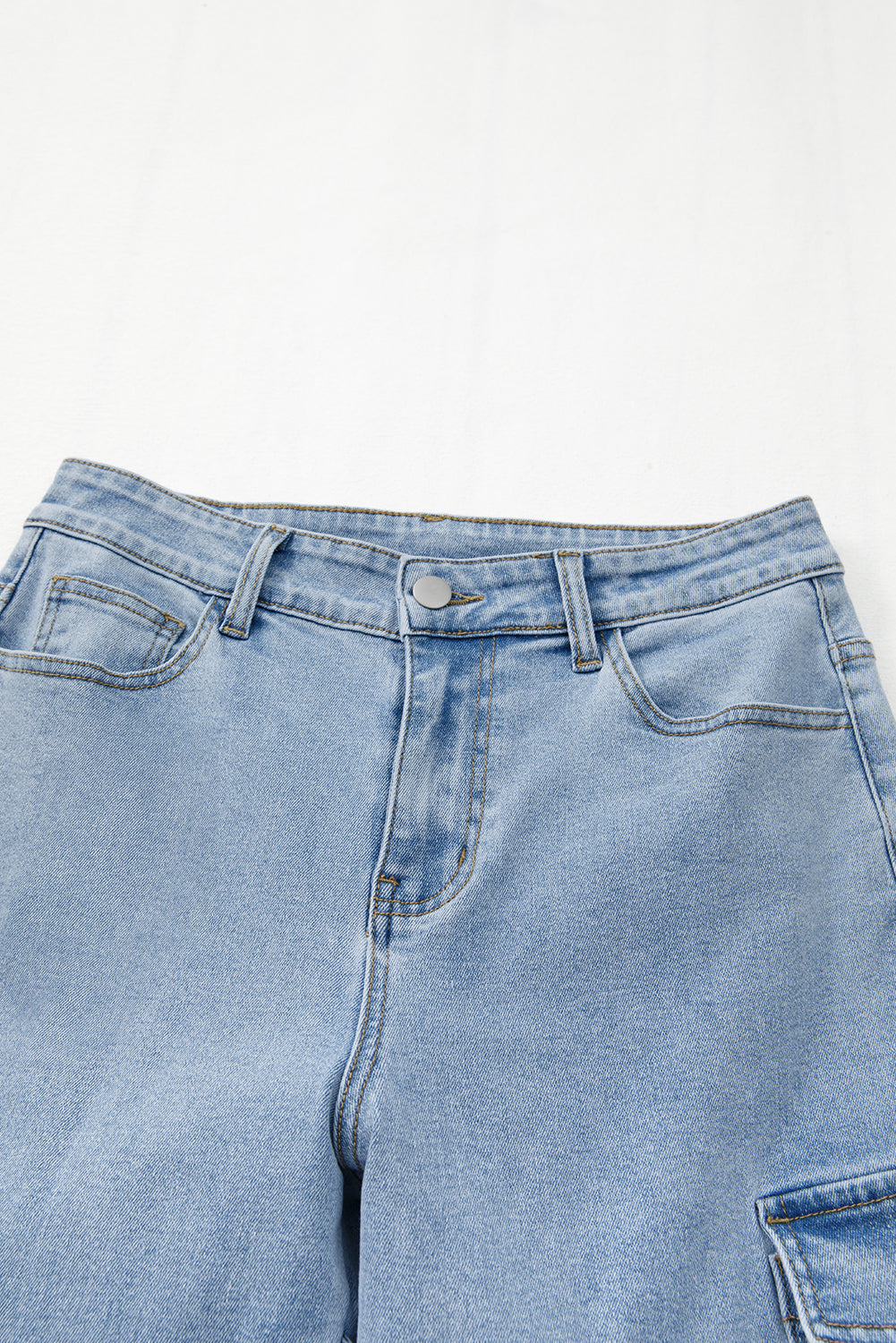 Beau Blue Bowknot Decor Boyfriend Cargo Jeans Jeans JT's Designer Fashion