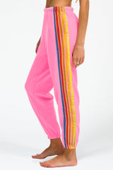 Pink Counting Rainbows High Waist Sweatpants Pants & Culotte JT's Designer Fashion