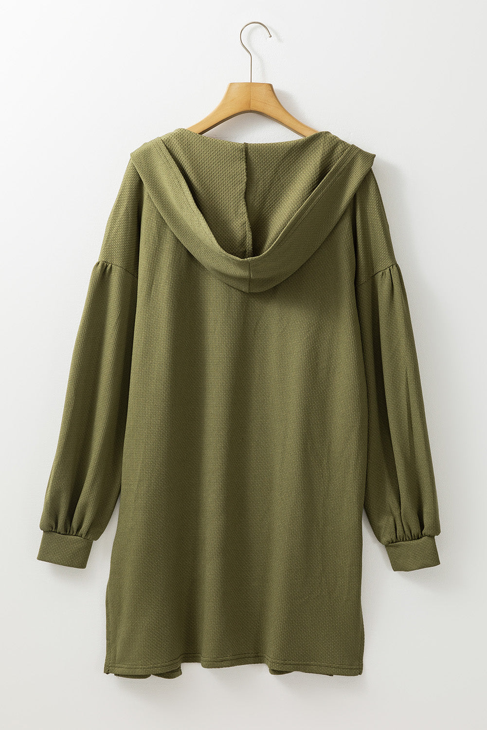 Guacamole Green Hooded Side Split Open Kimono with Pocket Kimonos JT's Designer Fashion