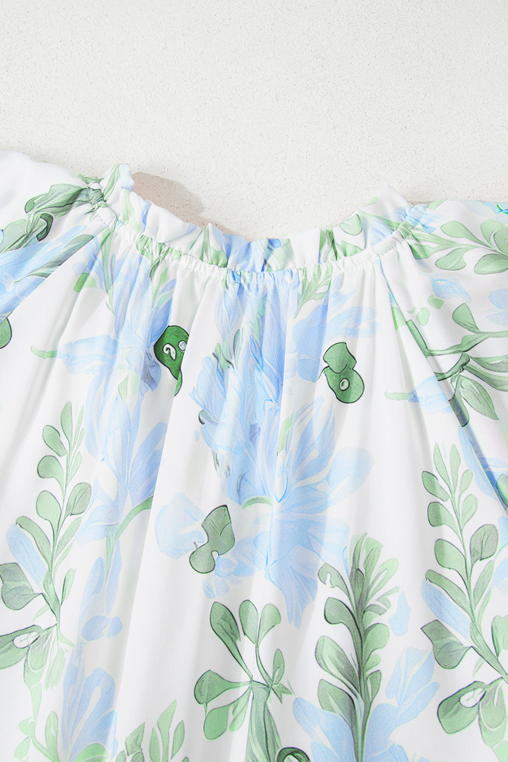 Sky Blue Floral Contrast Edge Layered Short Sleeve Mini Dress Floral Dresses JT's Designer Fashion