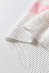 Pink Stripe Half Buttons Drop Shoulder Sweater Sweaters JT's Designer Fashion
