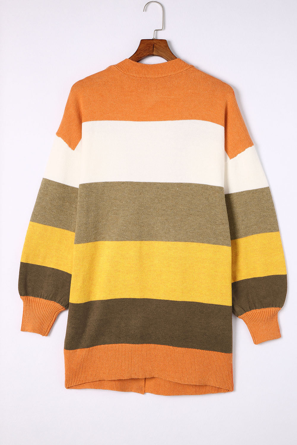 Open Front Pocketed Colorblock Cardigan Sweaters & Cardigans JT's Designer Fashion