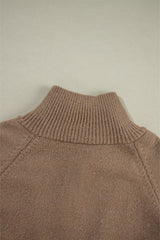 Brown Western Printed Ribbed Trim Collared Zip up Cardigan Cardigans JT's Designer Fashion