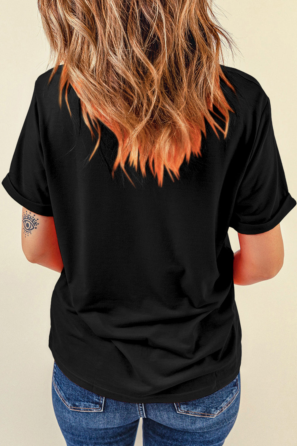 Black So Very Thankful Heart Printed Crewneck Thanksgiving T Shirt Graphic Tees JT's Designer Fashion
