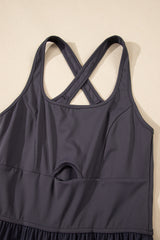 Carbon Grey Back Crossed Straps Hollow Out Jogger Jumpsuit Jumpsuits & Rompers JT's Designer Fashion