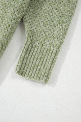 Jungle Green Loose Eyelet V Neck Drop Shoulder Sweater Sweaters JT's Designer Fashion