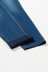 Ashleigh Blue Multiple Pockets Straight Leg Washed Stretchy Knit Casual Jeans Jeans JT's Designer Fashion