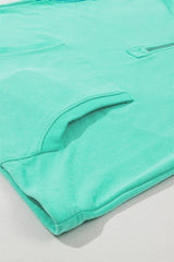 Aruba Blue Solid Kangaroo Pocket Half Zipper Oversized Hoodie Sweatshirts & Hoodies JT's Designer Fashion