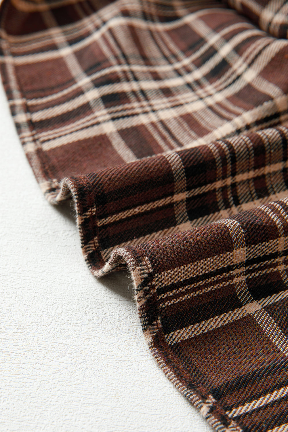 Brown Plaid Patchwork Long Sleeve Button Hooded Blouse Blouses & Shirts JT's Designer Fashion