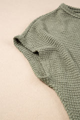 Jungle Green Waffle Texture Curved Hem Side Slit T-shirt Dress T Shirt Dresses JT's Designer Fashion