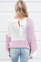 Bonbon Neutral Colorblock Tie Back Sweater Sweaters JT's Designer Fashion