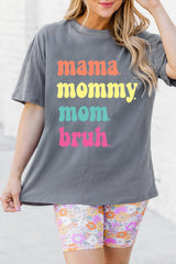 Gray mama mommy mom bruh Crew Neck Graphic Tee Graphic Tees JT's Designer Fashion
