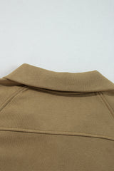 Brown Quarter Zip Stand Neck Kangaroo Pocket Sweatshirt Sweatshirts & Hoodies JT's Designer Fashion