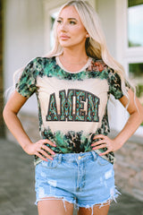 Leopard AMEN Aztec Bleached Print Round Neck T Shirt Graphic Tees JT's Designer Fashion