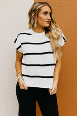 White Striped Batwing Sleeve Sweater Tee Sweaters & Cardigans JT's Designer Fashion