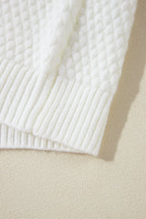 White Colorful Flower Applique Textured Knit Sweater Sweaters JT's Designer Fashion