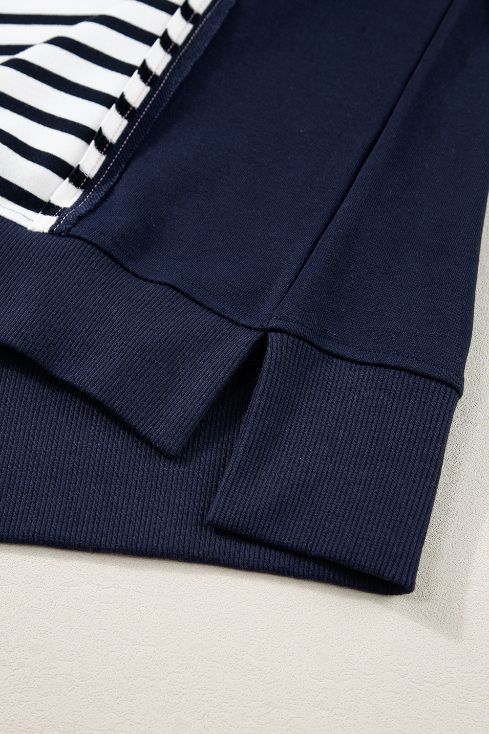 White Stripe Color Block Exposed Seam Loose Fit Sweatshirt Sweatshirts & Hoodies JT's Designer Fashion