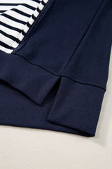 White Stripe Color Block Exposed Seam Loose Fit Sweatshirt Sweatshirts & Hoodies JT's Designer Fashion