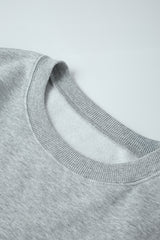 Light Grey Solid Loose Crew Neck Fleece Sweatshirt Sweatshirts & Hoodies JT's Designer Fashion