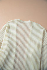 Beige Textured Lantern Sleeve Open Kimono Kimonos JT's Designer Fashion
