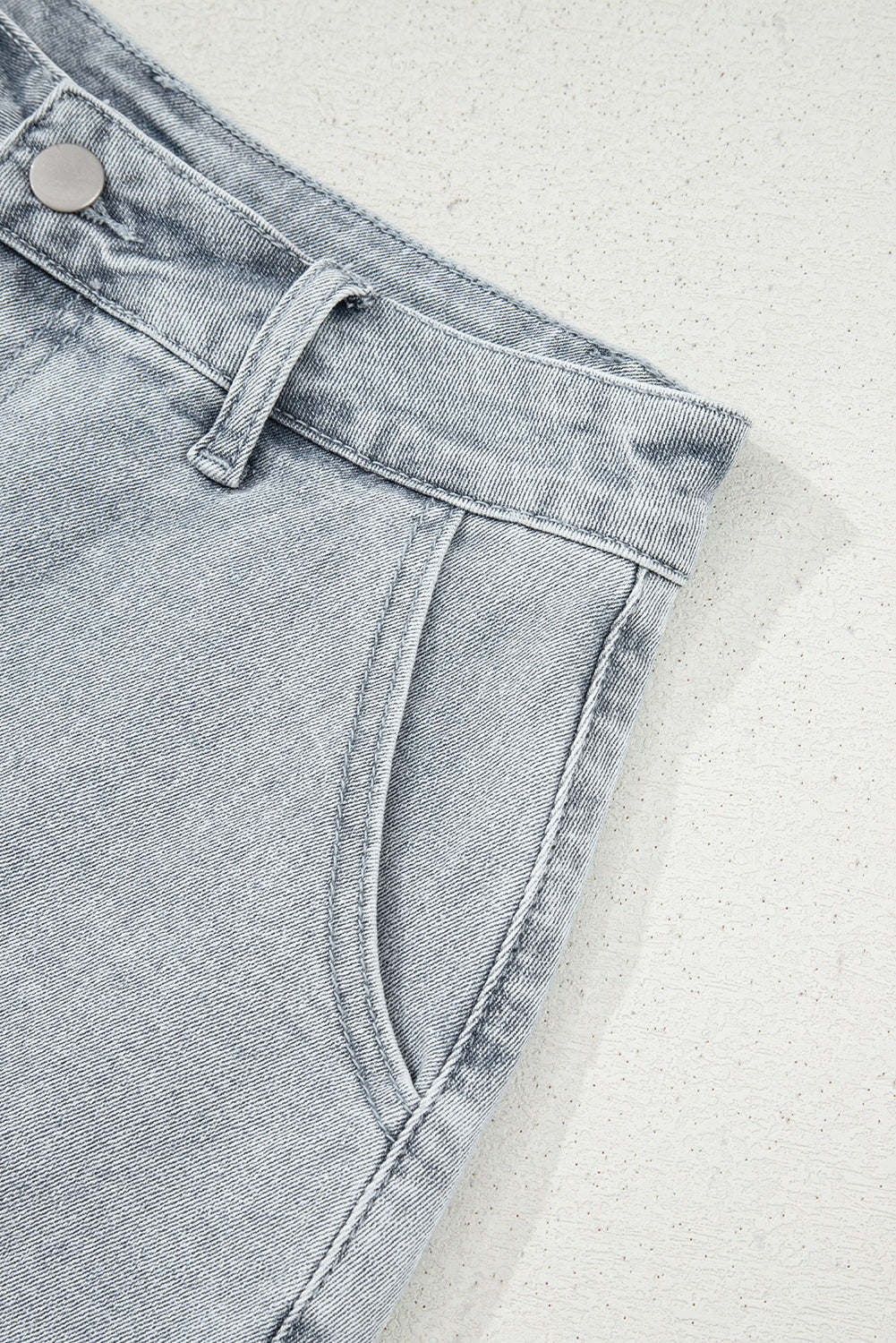 Dusk Blue Scalloped Hemline Acid Wash High Waist Denim Shorts Denim Shorts JT's Designer Fashion