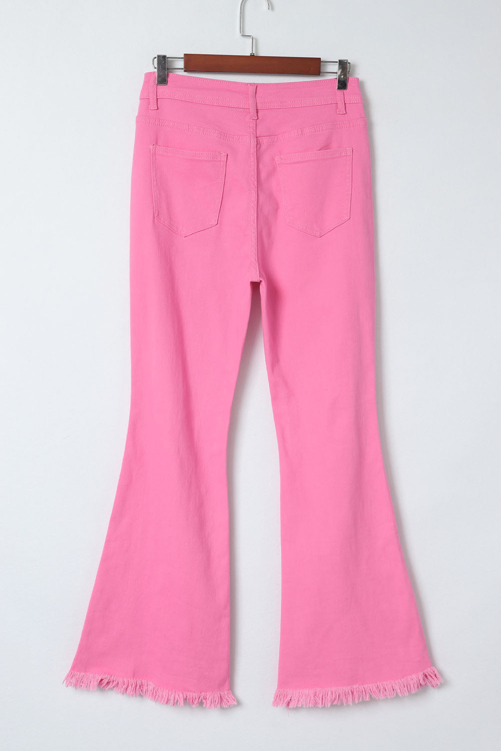 Pink Vintage High Waist Flare Leg Ripped Raw Hem Jeans Jeans JT's Designer Fashion