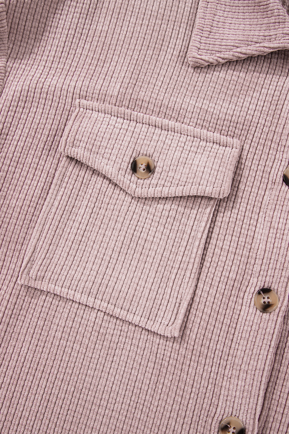 Light Pink Corduroy Flap Pocket Button Up Shacket Jackets JT's Designer Fashion
