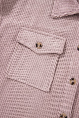 Light Pink Corduroy Flap Pocket Button Up Shacket Jackets JT's Designer Fashion