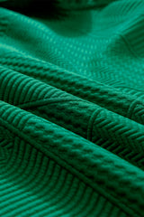 Dark Green Textured Ruffle Split Top and Drawstring Shorts Short Sets JT's Designer Fashion
