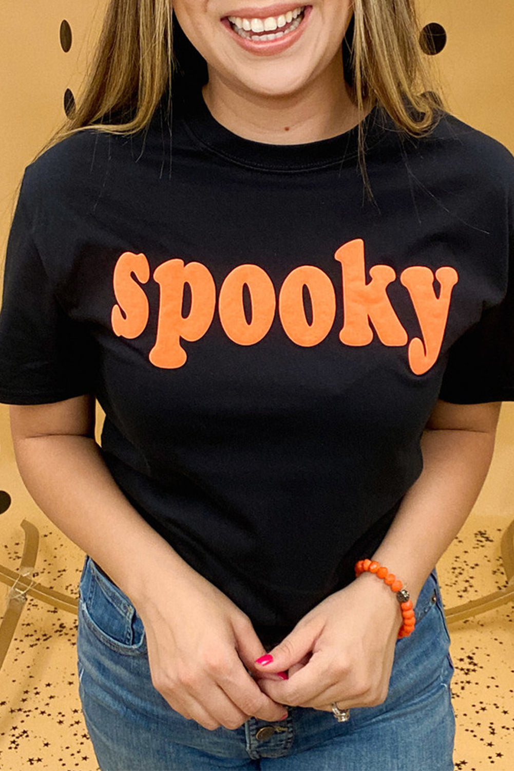 Black Halloween Spooky Crew Neck Casual Graphic Tee Graphic Tees JT's Designer Fashion