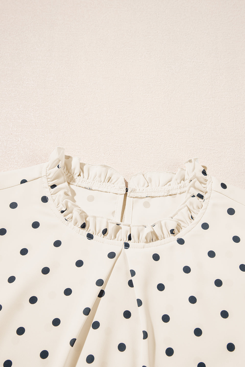 Apricot Polka Dot Print Frilled Collar Lantern Sleeve Blouse Blouses & Shirts JT's Designer Fashion