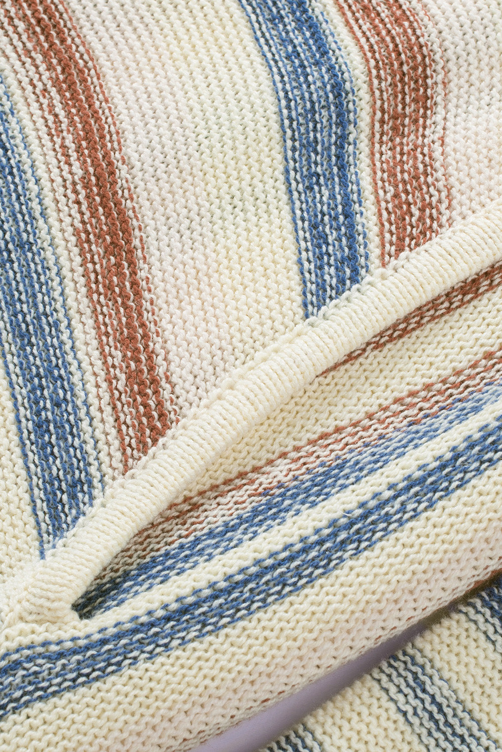Multicolor Striped Knit Kangaroo Pocket Hooded Sweater Sweaters & Cardigans JT's Designer Fashion