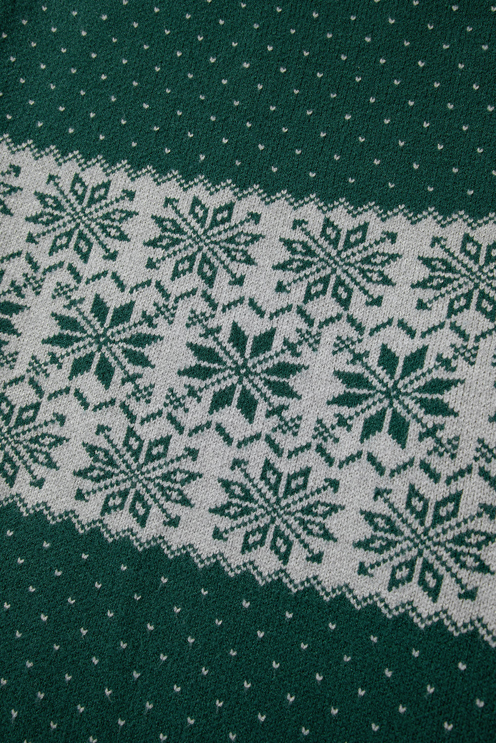 Green Christmas Snowflake Pattern Drop Shoulder Plus Size Sweater Plus Size Sweaters & Cardigans JT's Designer Fashion