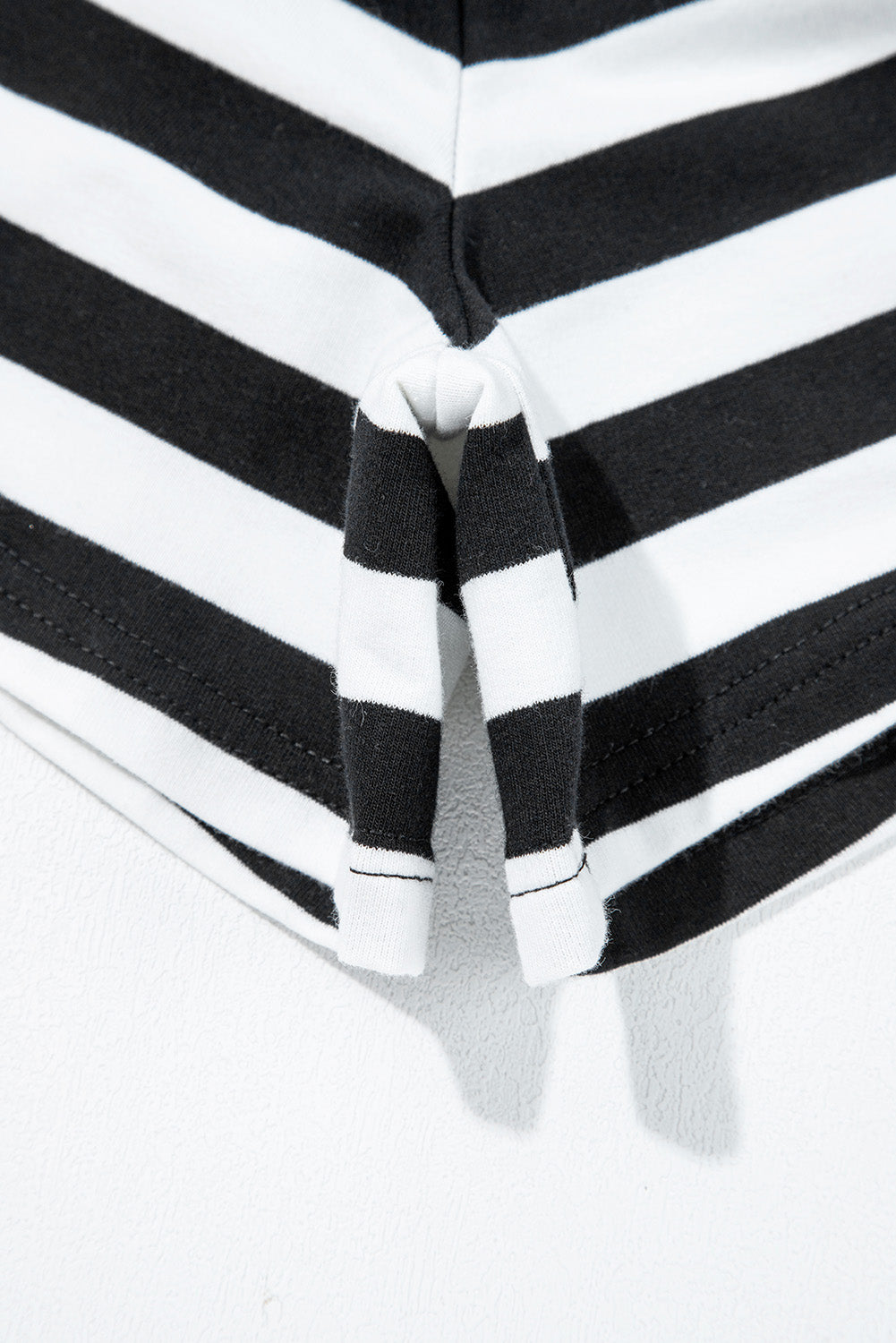 Black Stripe Contrast Ribbed Banding Long Sleeve Blouse Loose Shorts Set Short Sets JT's Designer Fashion
