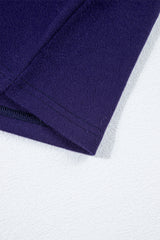 Blue Stripe Colorblock Button Decor Long Sleeve V Neck Top Long Sleeve Tops JT's Designer Fashion