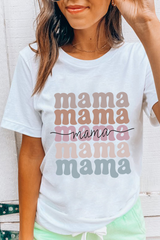 White mama Lettering Printed Crew Neck Tee Graphic Tees JT's Designer Fashion