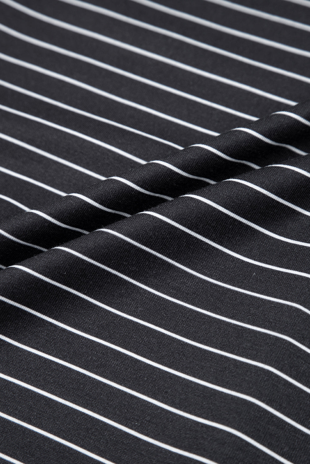 Black Stripe Ruffled Short Sleeve Crew Neck T Shirt Shift Mini Dress T Shirt Dresses JT's Designer Fashion
