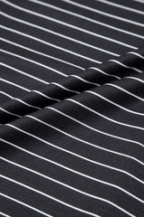 Black Stripe Ruffled Short Sleeve Crew Neck T Shirt Shift Mini Dress T Shirt Dresses JT's Designer Fashion