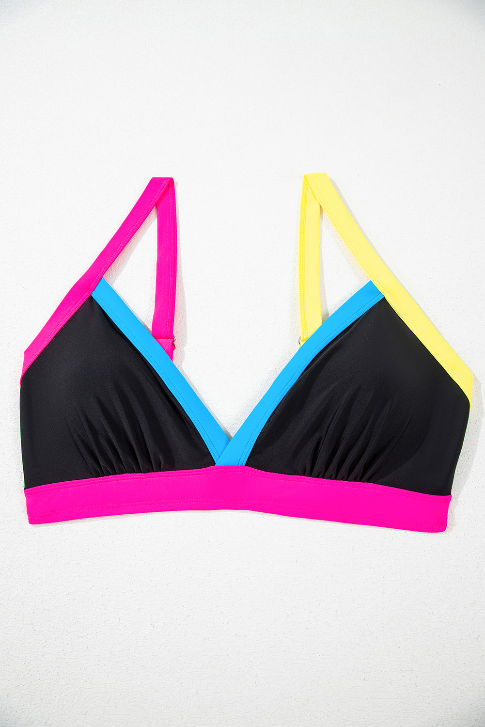 Black Color Block Drawstring Side V Neck High Waist Bikini Set Bikinis JT's Designer Fashion