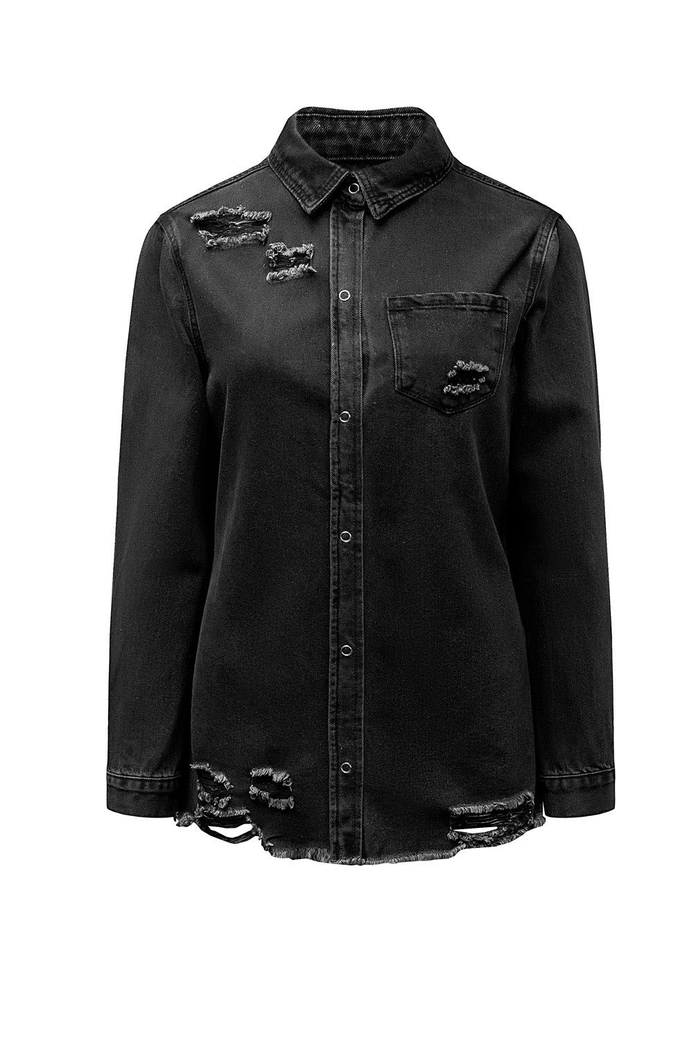Black Ripped Denim Jacket Denim Jackets JT's Designer Fashion