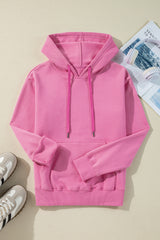 Bonbon Solid Color Fleece Lined Drawstring Hoodie with Pocket Sweatshirts & Hoodies JT's Designer Fashion