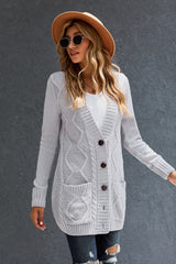 Gray Front Pocket and Buttons Closure Cardigan Sweaters & Cardigans JT's Designer Fashion