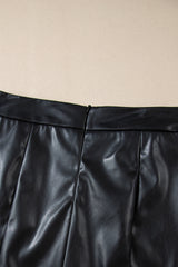 Black PU Leather Side Slits Slim Fit High Waist Mini Skirt Skirts & Petticoat JT's Designer Fashion