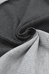 Gray Expose Seam Color Block Ribbed Knit Top Long Sleeve Tops JT's Designer Fashion