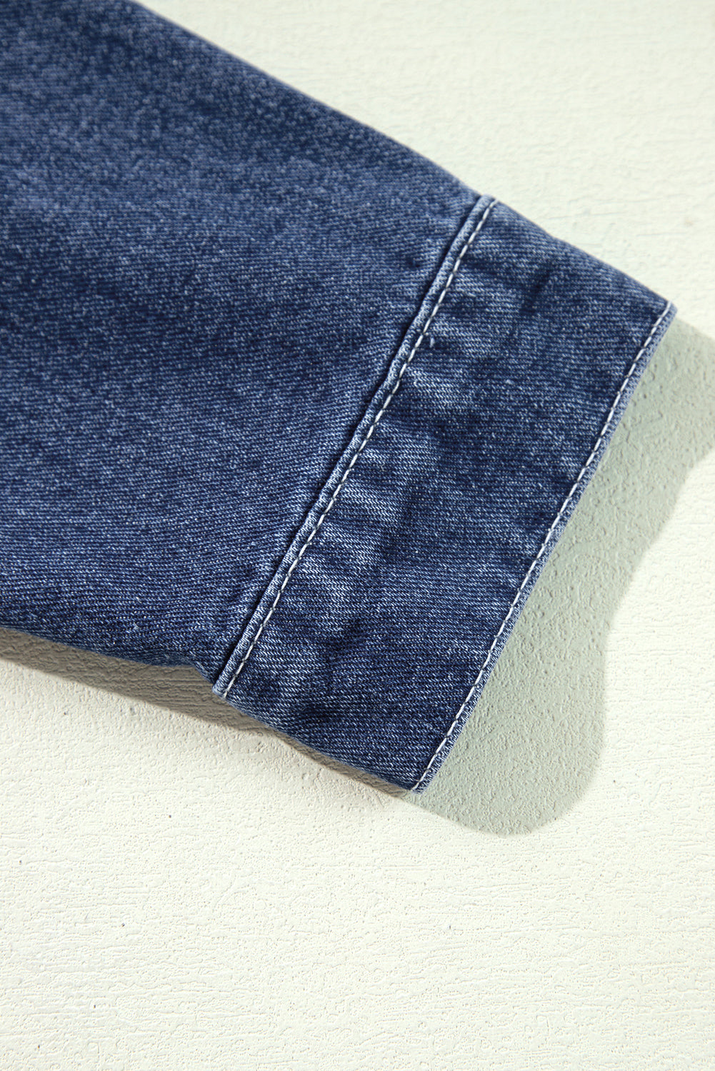 Navy Blue Ruffle Raw Hem Flap Pockets Denim Jacket Denim Jackets JT's Designer Fashion