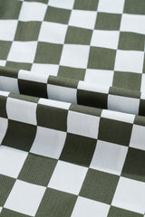 Green Checkerboard Printed Drop Shoulder Loose Casual Shirt Blouses & Shirts JT's Designer Fashion