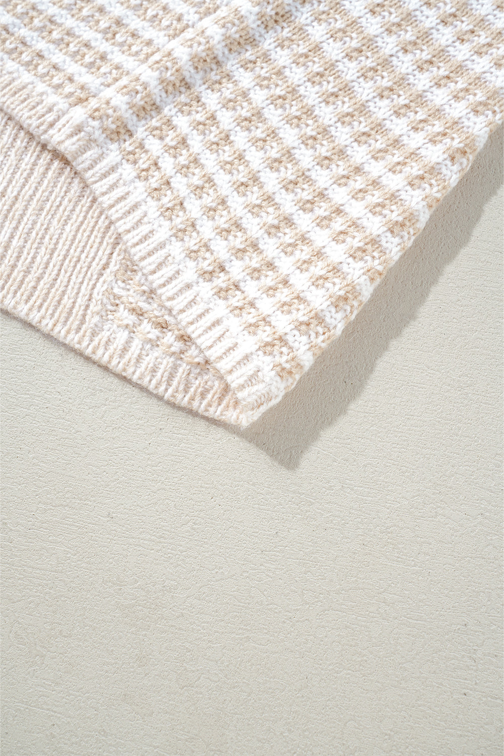 Oatmeal Mixed Pattern Knit Tie Keyhole Drop Shoulder Sweater Sweaters JT's Designer Fashion