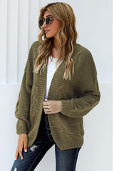 Olive Chunky Wide Long Sleeve Knit Cardigan Sweaters & Cardigans JT's Designer Fashion